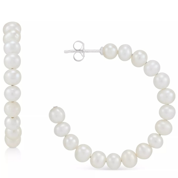 Giani Bernini cultured freshwater pearl hoop earrings, NWT